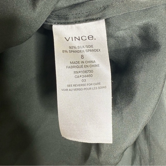 Vince Silk Blend Button-Up Blouse – Size 8 (Green) - Picture 4 of 7